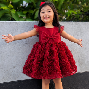 Children's dress Summer New Girls' Western Style Lace Mesh Vestipte Dress Baby's Bow Princess Dress
