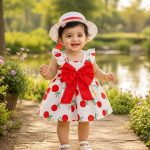 Stylish Baby Girl Dress with Matching Hat
