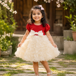 New Summer Dress Girl dress Stylish Girl Mesh Dress Princess Dress Baby Girl Summer Fashionable Dress Red Color L Size