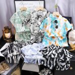 Children's Suit New Korean Style Short-Sleeved Shorts Shirt Two-Piece Set Beach Style Baby Clothes Foreign Trade Children's Clothing