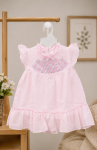 Elegant Baby Girl Pink Embroidered Cotton Frock Dress with Ruffle Sleeves Soft Comfortable Casual & Party Wear for Kids