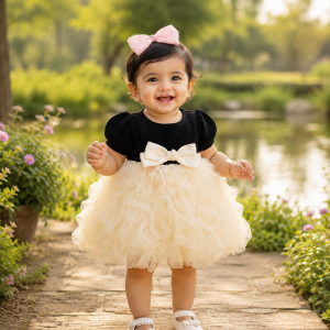 New Summer Stylish Girl Mesh Dress Princess Dress Baby Girl Summer Fashionable Dress Black Color L Size