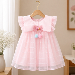 Premium Pink Baby Girl Party Dress with Soft Net Layers Comfortable Fancy Frock for Birthday Party Wedding and Special Occasions